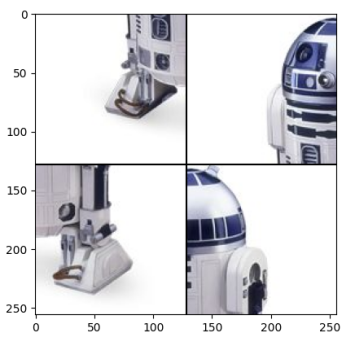 Image de R2D2 avec chaque sous-image tournée