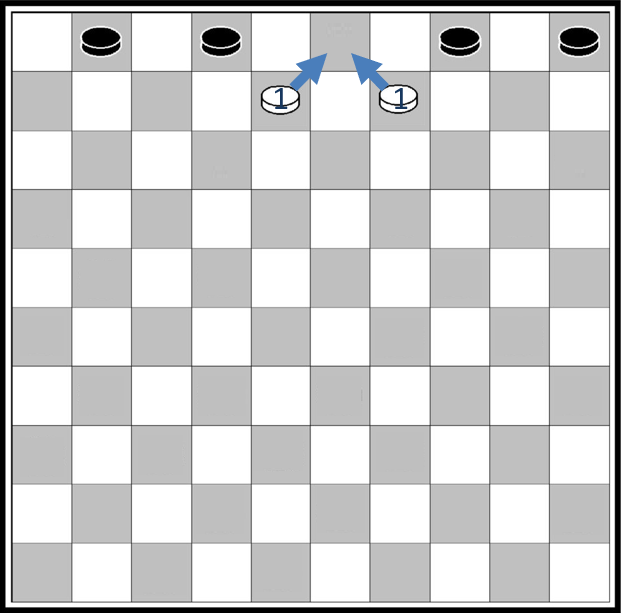 Chemin d'un pion sur un damier-étape 2