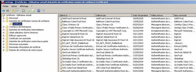 La commande certmgr.msc sous Windows