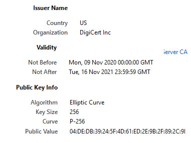 Détails de l'autorité de certification de page wikipedia