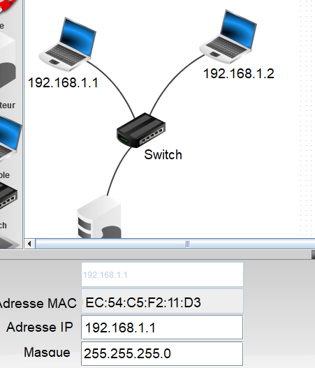 Adresse MAC d'une machine dans un réseau Filius